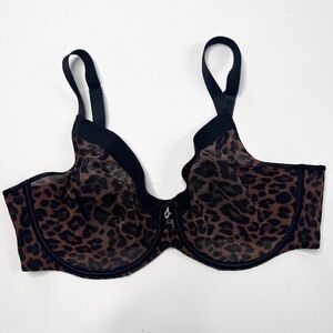 Curvy Couture Sheer Mesh Full Coverage Unlined Underwire Bra Leopard 36DDD / 36F